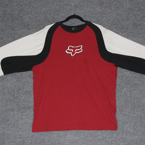 Fox Racing Long Sleeve Graphic Tee Shirt Red Black White Men's Size XL Y2K - Picture 2 of 8